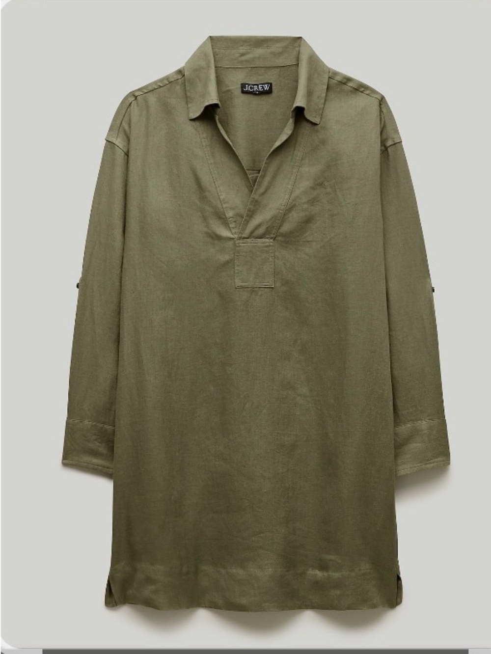 J.Crew NWT V-Neck Linen Popover Dress Olive Green XS Tall